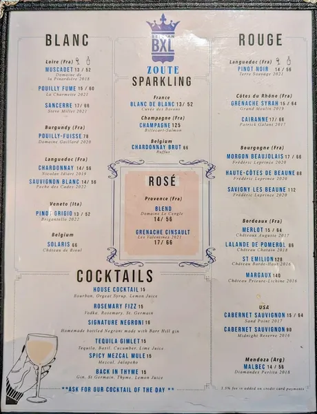 Menu BXL Zoute