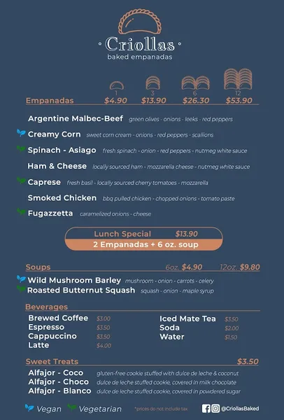 Menu Criollas | Baked Empanadas - Turnstyle Underground Market