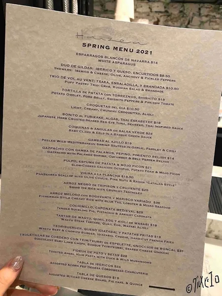 Menu HAIZEA NYC