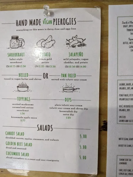 Menu Baba's Pierogies