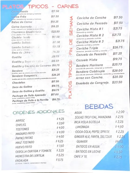 Menu Guayaco's