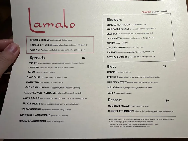 Menu Lamalo