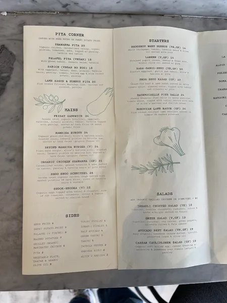 Menu Shoo Shoo Nolita