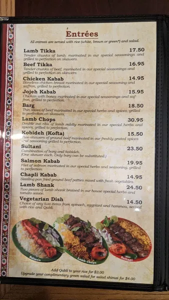 Menu Kabul Kabob House