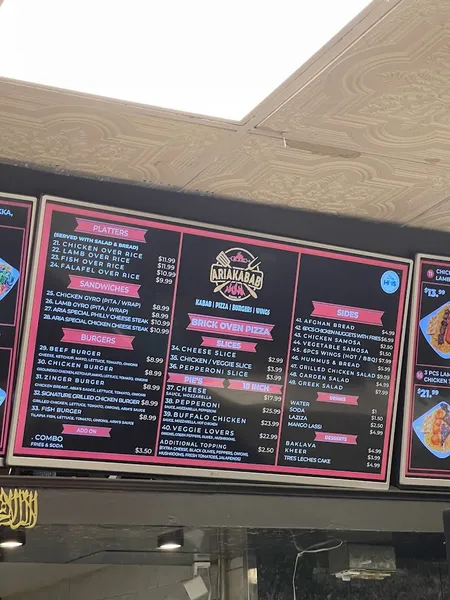 Menu Aria Kabab