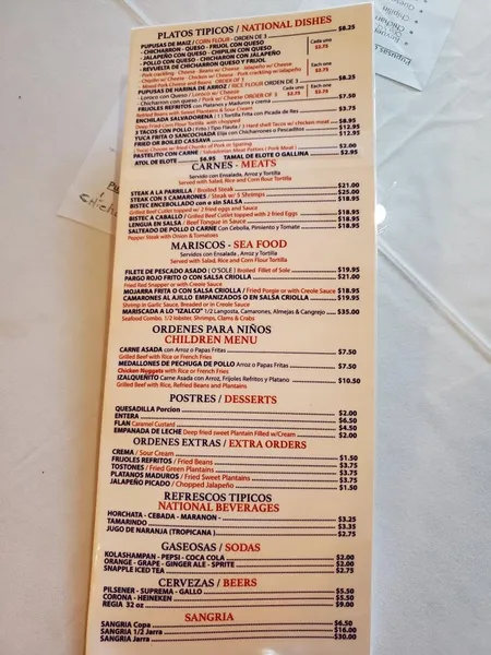 Menu Pupuseria Izalco