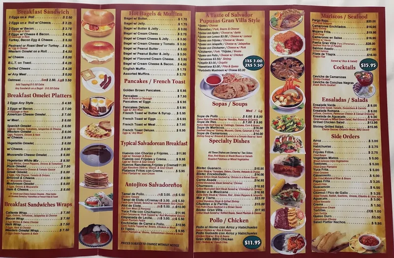 Menu Gran Villa