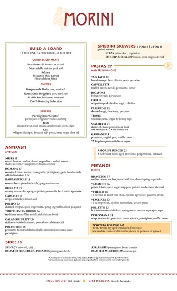 Menu Osteria Morini