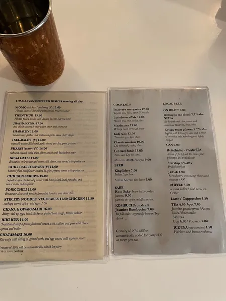 Menu dawa's