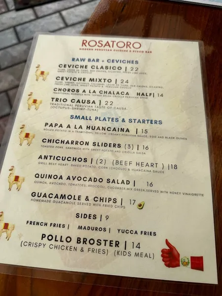 Menu Rosatoro