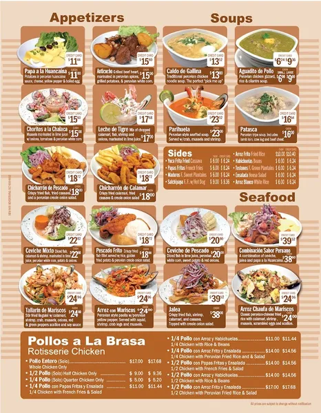 Menu Sabor Peruano