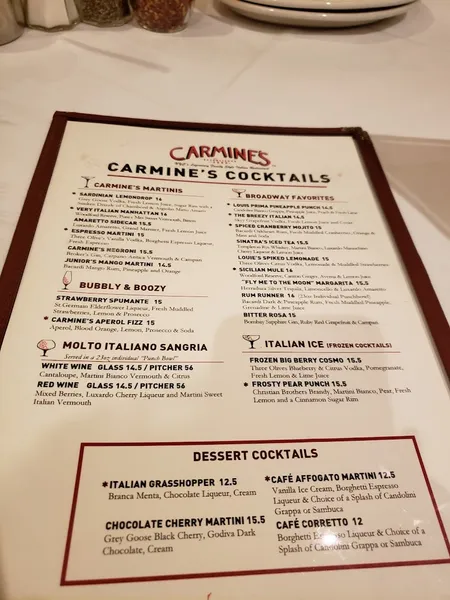 Menu Carmine's