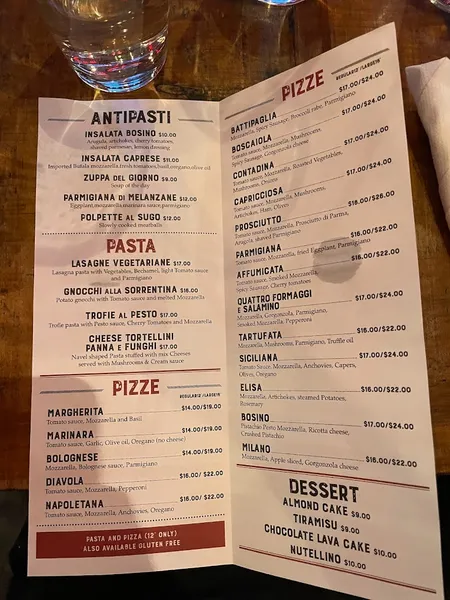 Menu Bosino Ristorante Italiano