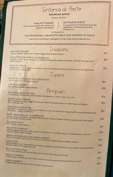 Menu Becco