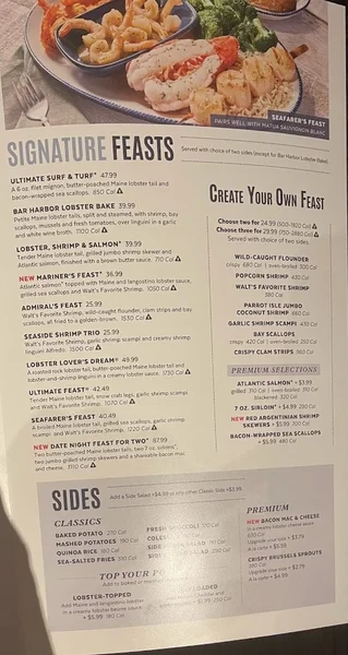 Menu Red Lobster