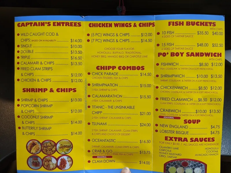 Menu The Chippery NYC