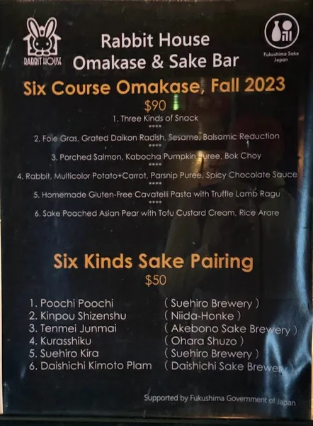 Menu Rabbit House Omakase & Sake Bar