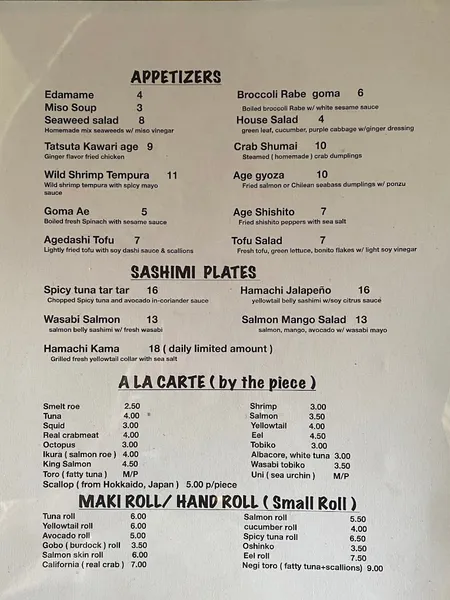 Menu Takahachi