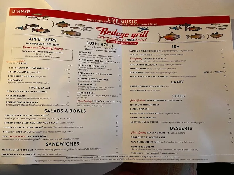 Menu Redeye Grill