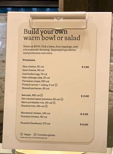 Menu sweetgreen