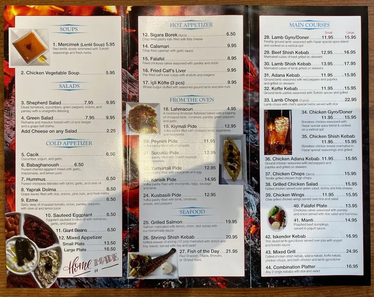 Menu Hazar Turkish Kebab