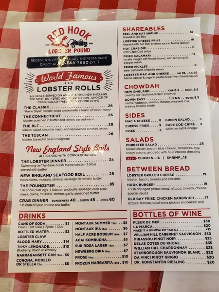 Menu Red Hook Lobster Pound