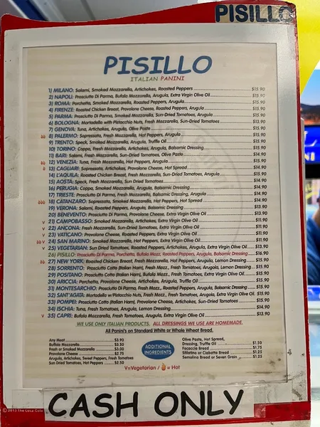 Menu Pisillo Italian Panini