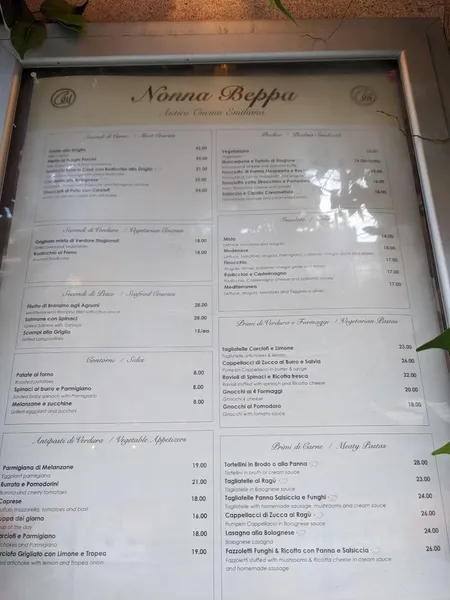 Menu Nonna Beppa