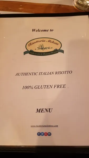 Menu Risotteria Melotti NYC