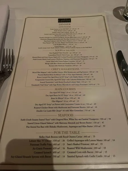 Menu The Capital Grille