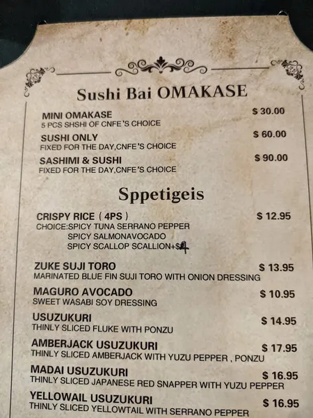 Menu Umami Sushi