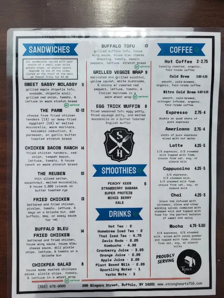 Menu Strong Hearts Buffalo