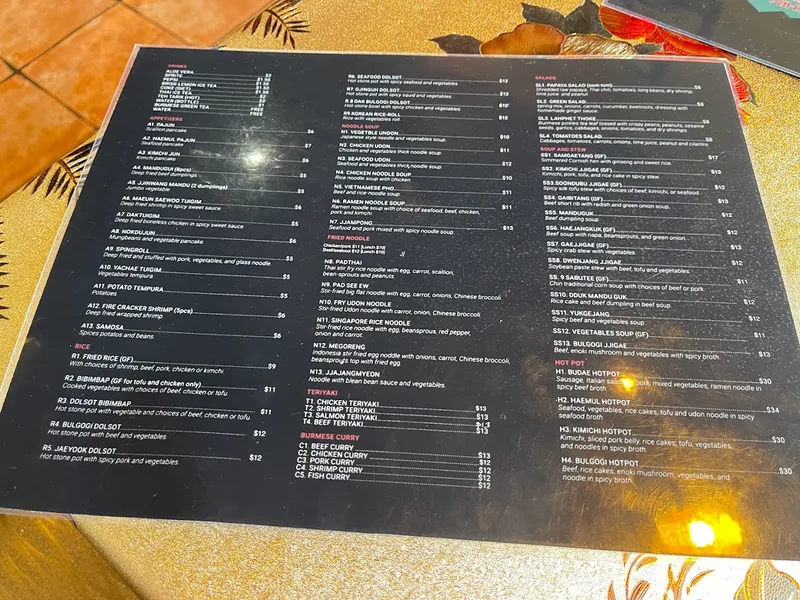 Menu Chin Hills Restaurant