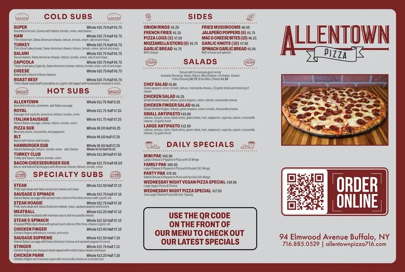 Menu Allentown Pizza