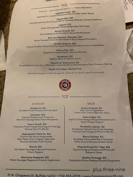 Menu Frankie Primo's +39