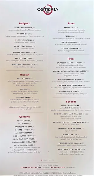 Menu Osteria 166