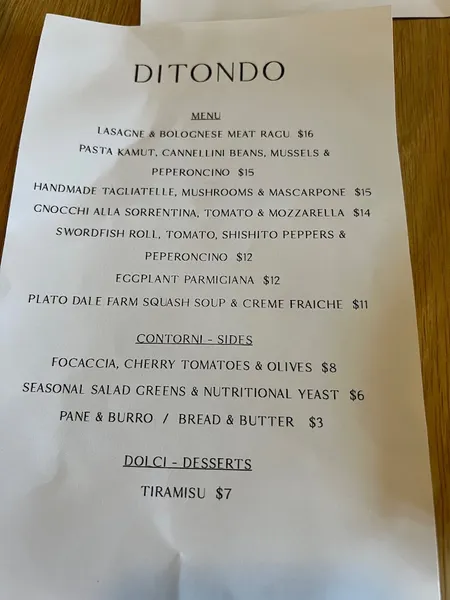 Menu DITONDO