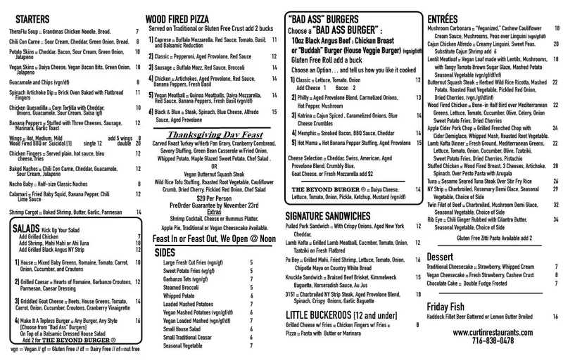 Menu The Steer Restaurant & Saloon