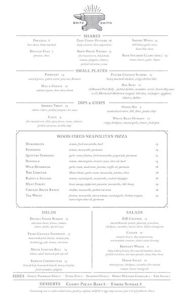 Menu Britesmith Brewing