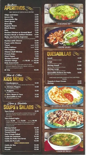 Menu Taqueria Ranchos Dos