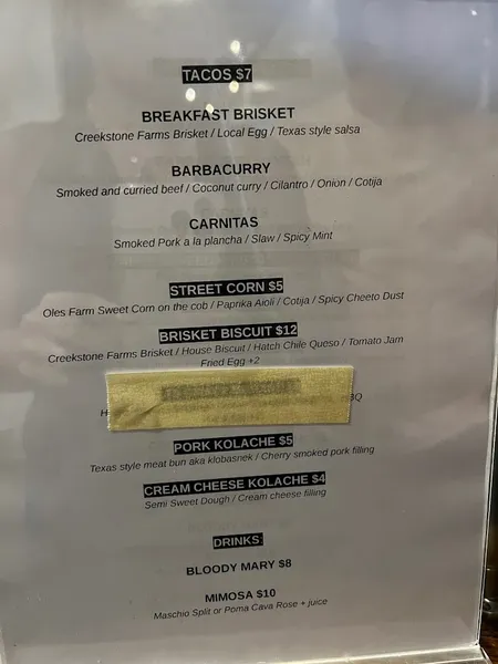 Menu Southern Junction