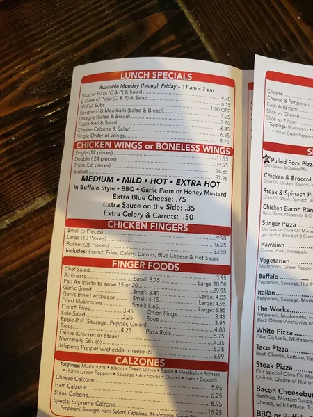 Menu Mineo's South Pizzeria