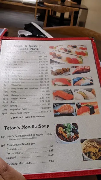 Menu Teton Kitchen Elmwood . Asian Tapas , Bar & Sushi