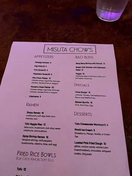 Menu Misuta Chow's