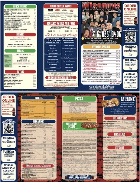 Menu Wise Guys Pizza