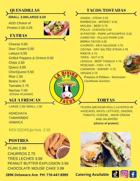 Menu La Divina Tacos