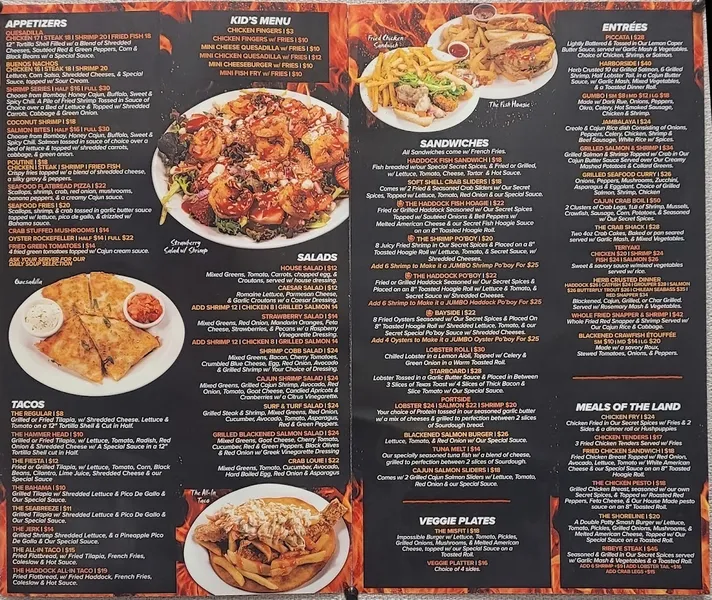 Menu The Flaming Fish