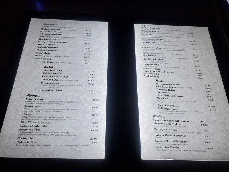 Menu Cafe Rubio