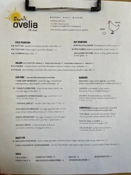 Menu Ovelia