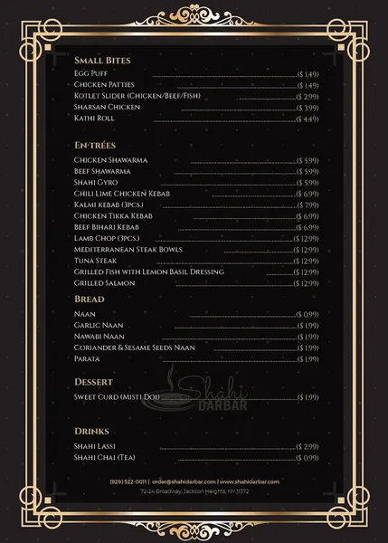 Menu Shahi Darbar